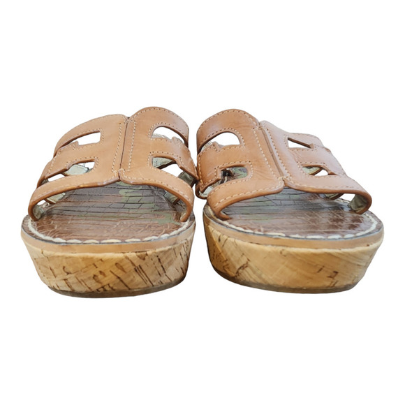 Sam Edelman Regis Slide Sandal brown cork wedge womens sz 9 leather upper - Picture 4 of 15